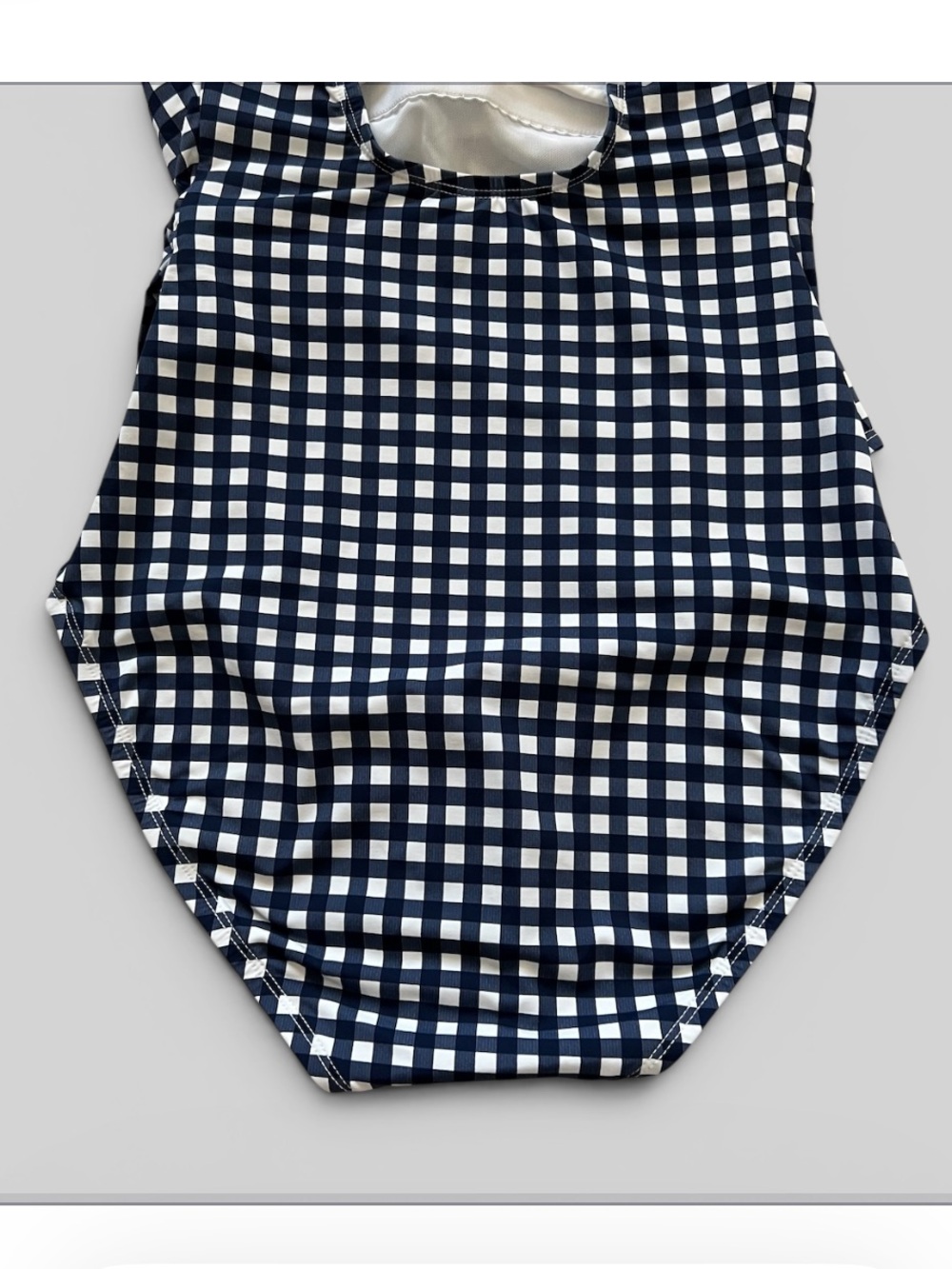 Tommy Bahama Gingham Wrap One-Piece Swimsuit Navy UPF 50 Tummy Control 6 NWT - Picture 12 of 16